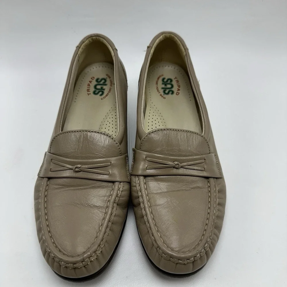 SAS Women's Easier Bone Leather Slip On Loafers Comfort Shoes USA Size‎ 6.5 M